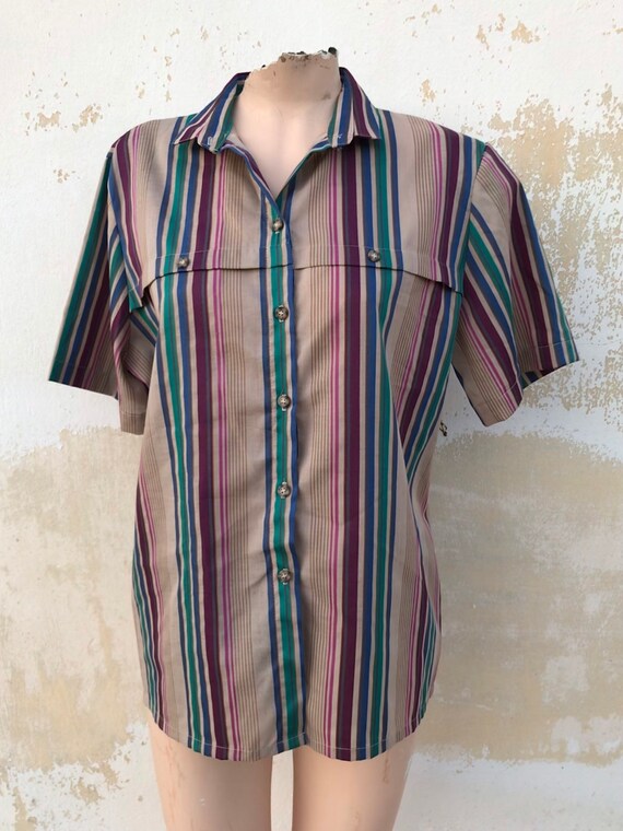 Koret of California striped buttoned mens shirt i… - image 3