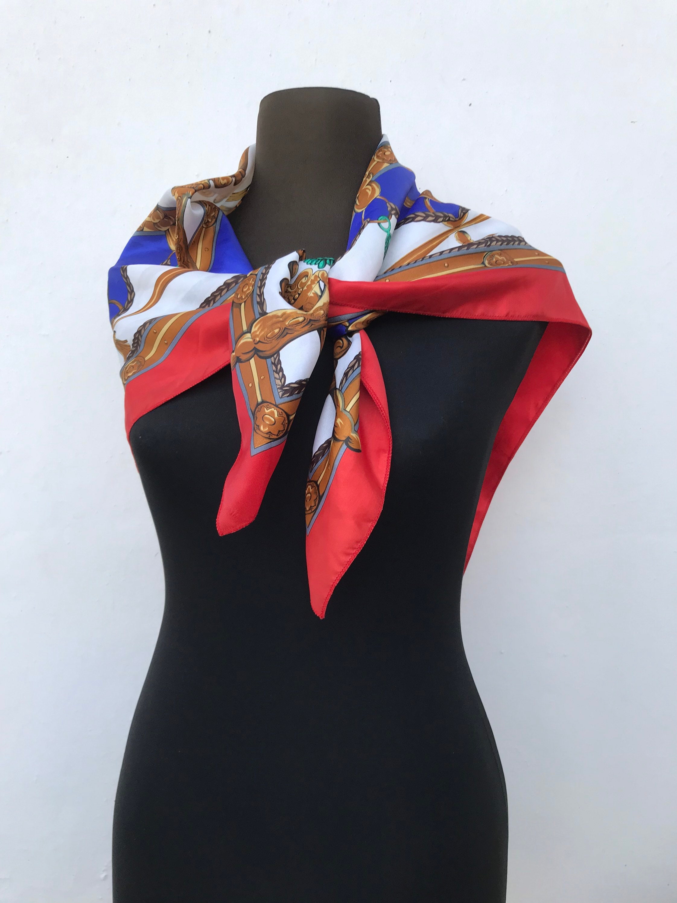 80s Vintage Big Chic Squared Scarf/echarpe/fichu Quite