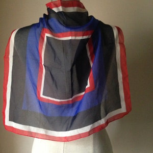 70s / 60s op art sheer squared scarf featuring absolute, symmetrical square pattern