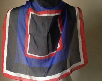 70s / 60s op art sheer squared scarf featuring absolute, symmetrical square pattern