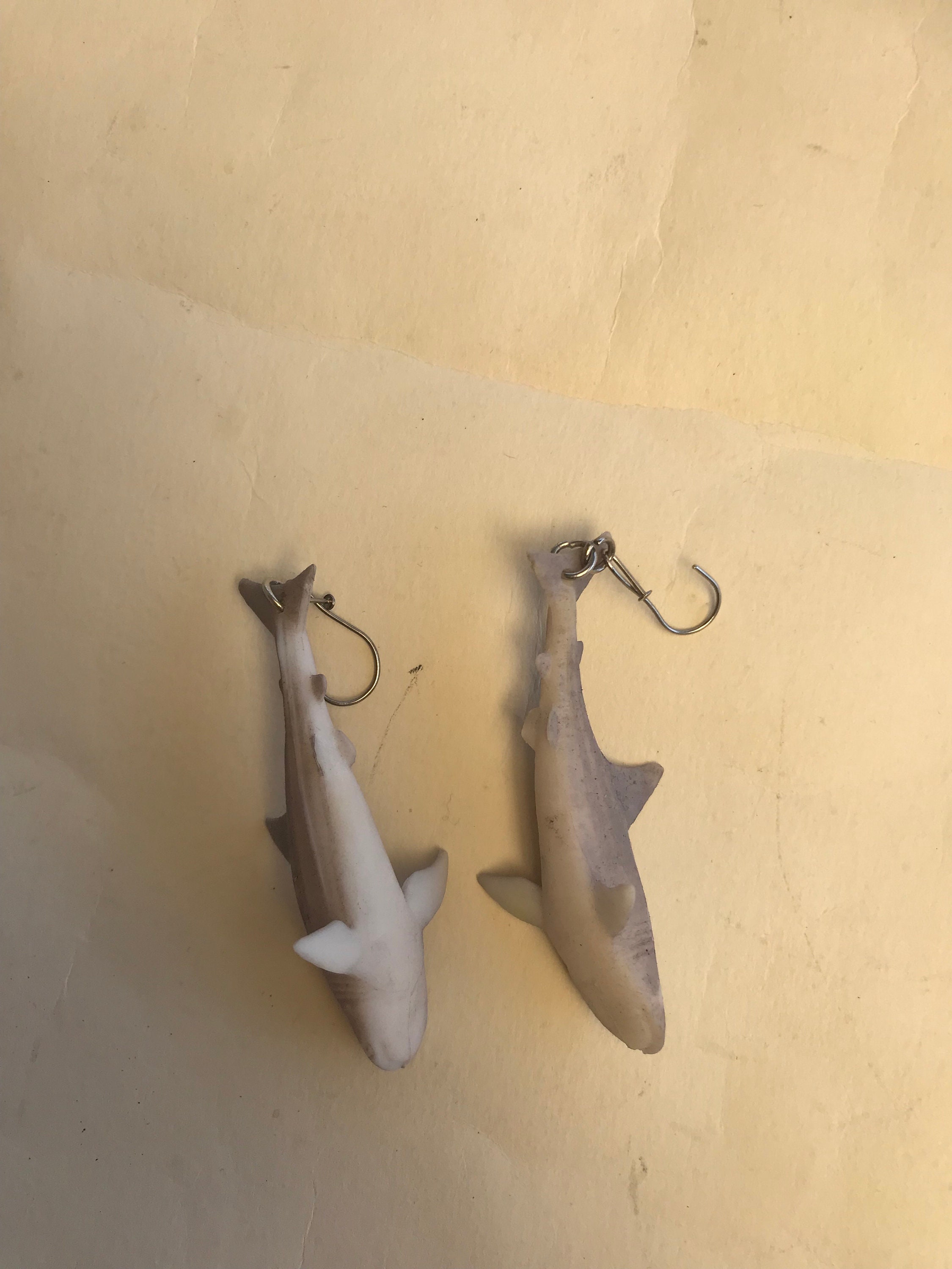 Gray Shark 90s Vintage Dangle Plastic Earrings, Summer Jewelry, Fancy ...