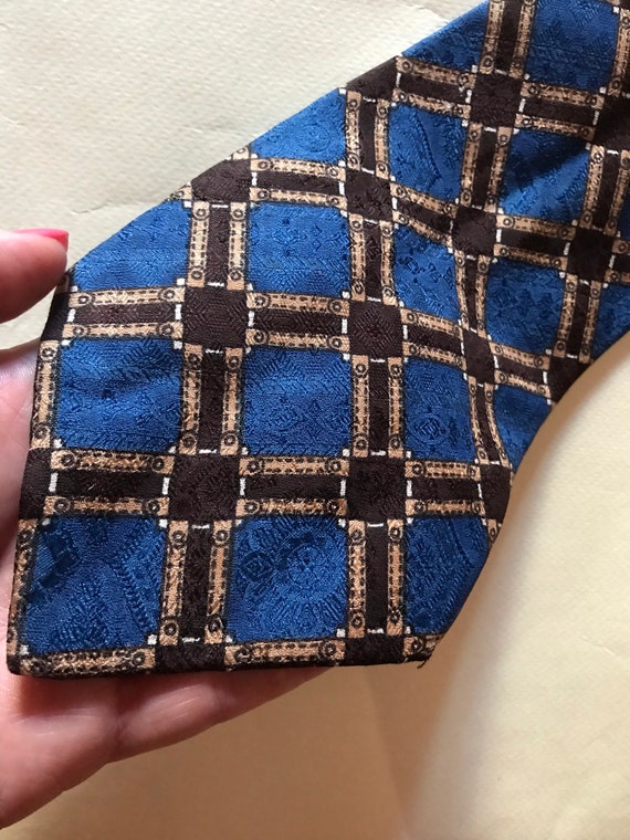 Pierre Cardin 80s rhombus brown and blue necktie … - image 2