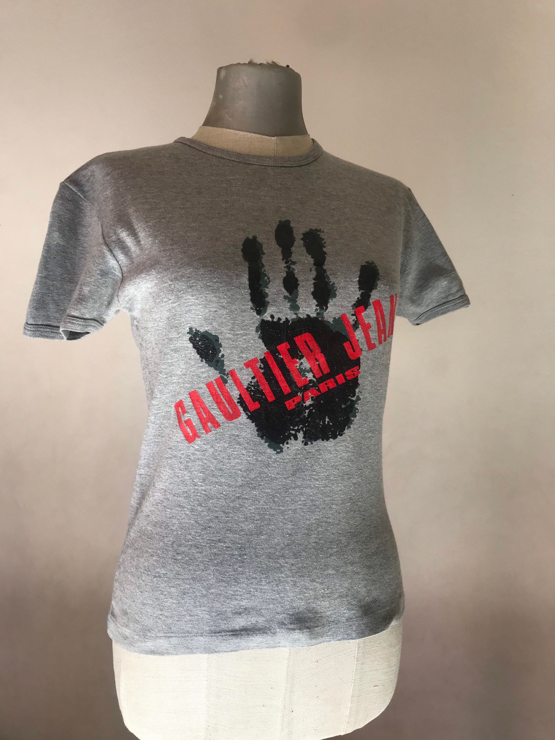 GAULTIER Jeans 90er Vintage T-Shirt in weicher grauer Farbe | Etsy
