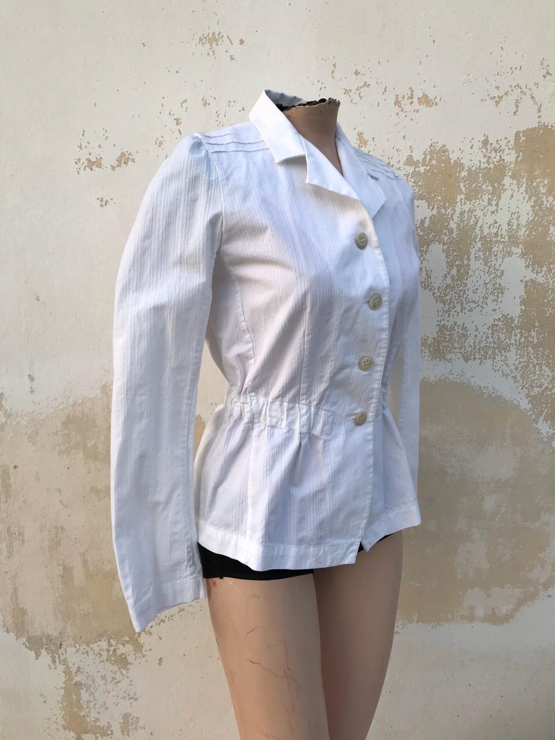 DRIES VAN NOTEN Vintage White, Waisted, Cotton Stylish DRIES VAN NOTEN Vintage White, Waisted, Cotton Stylish