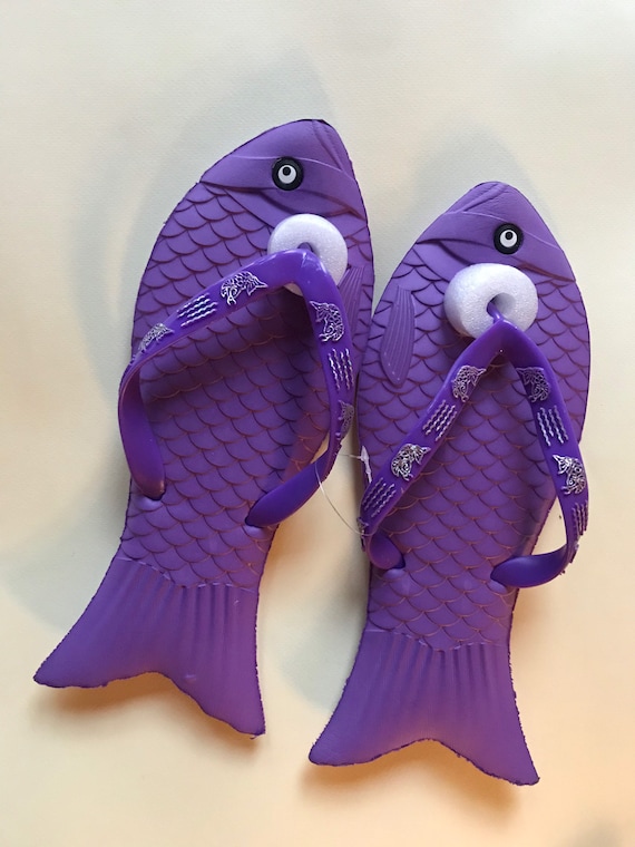 Chanclas novedosas de peces púrpuras de los 90 con forma de - Etsy España