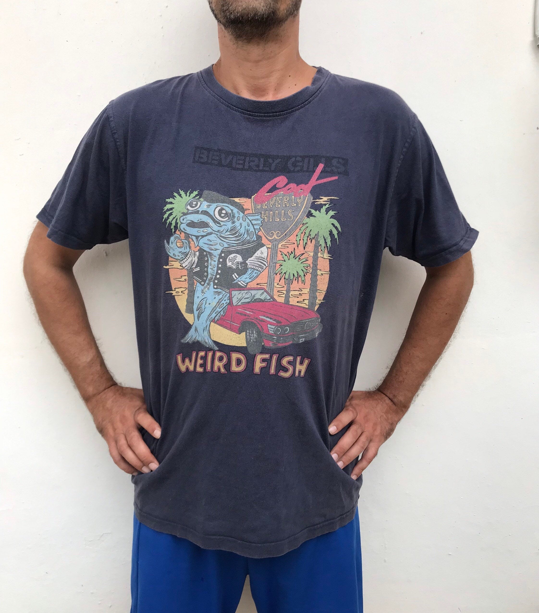Weird Fish 90s Vintage Cotton T-shirt Featuring Humorous, Parody