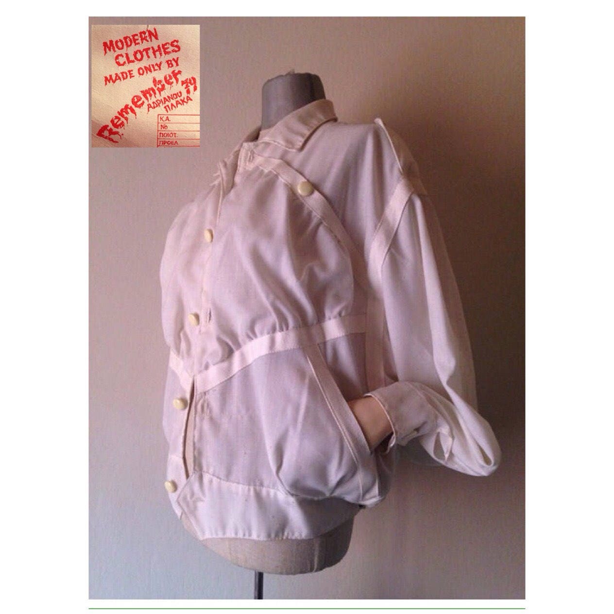 Iconic White Linen Unisex Flax 80's Jacket in Loose Bomber Style