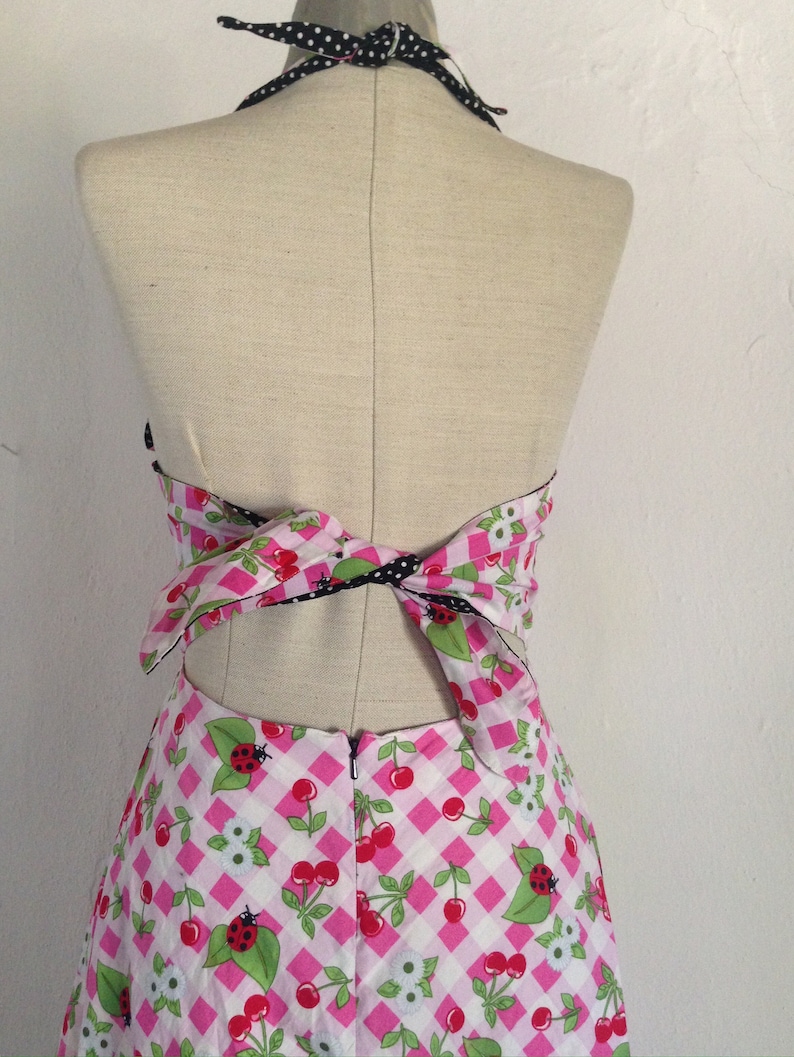 ladybugs swing 50 styled lovely dress with cherries checkered /& polka dot pattern pin up Rockabilly