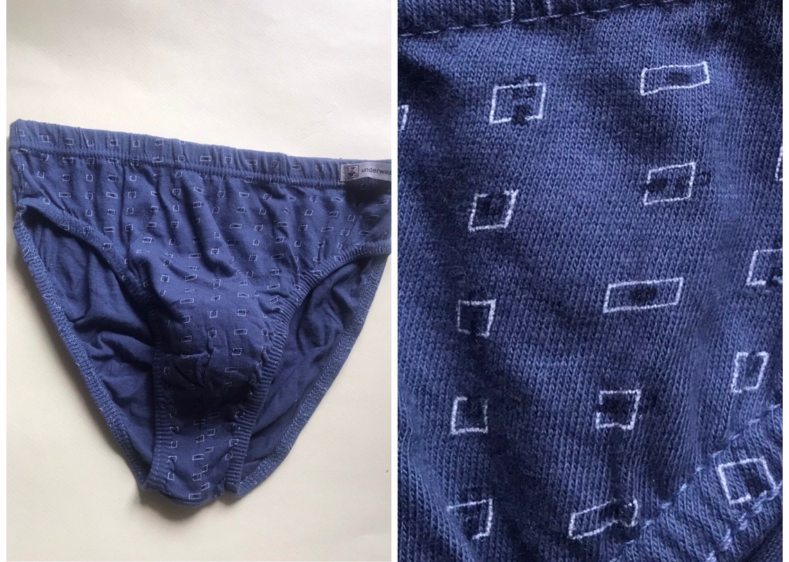 80s vintage all cotton mens briefs featuring horizontal wavy | Etsy