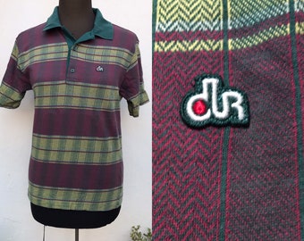 Polo Shirt for Men 1980s Vintage All Cotton, With Horizontal