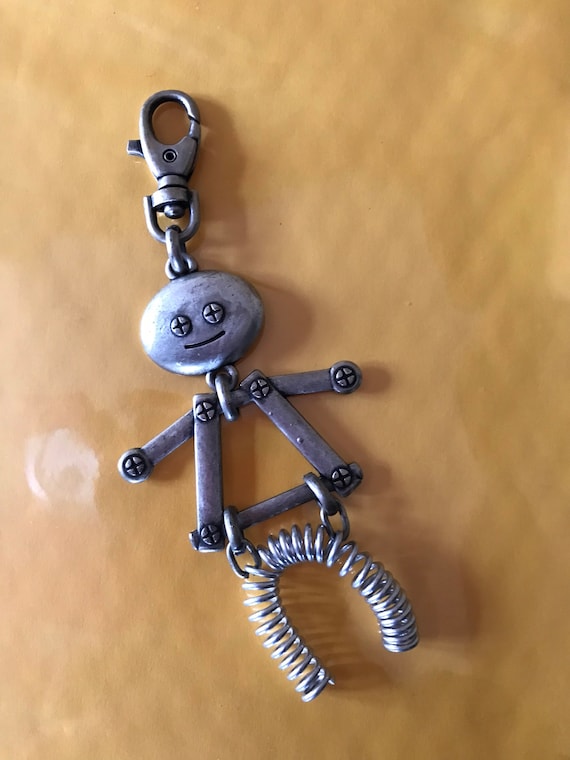 Robot metallic keychain/charm, 80s vintage, unusu… - image 6