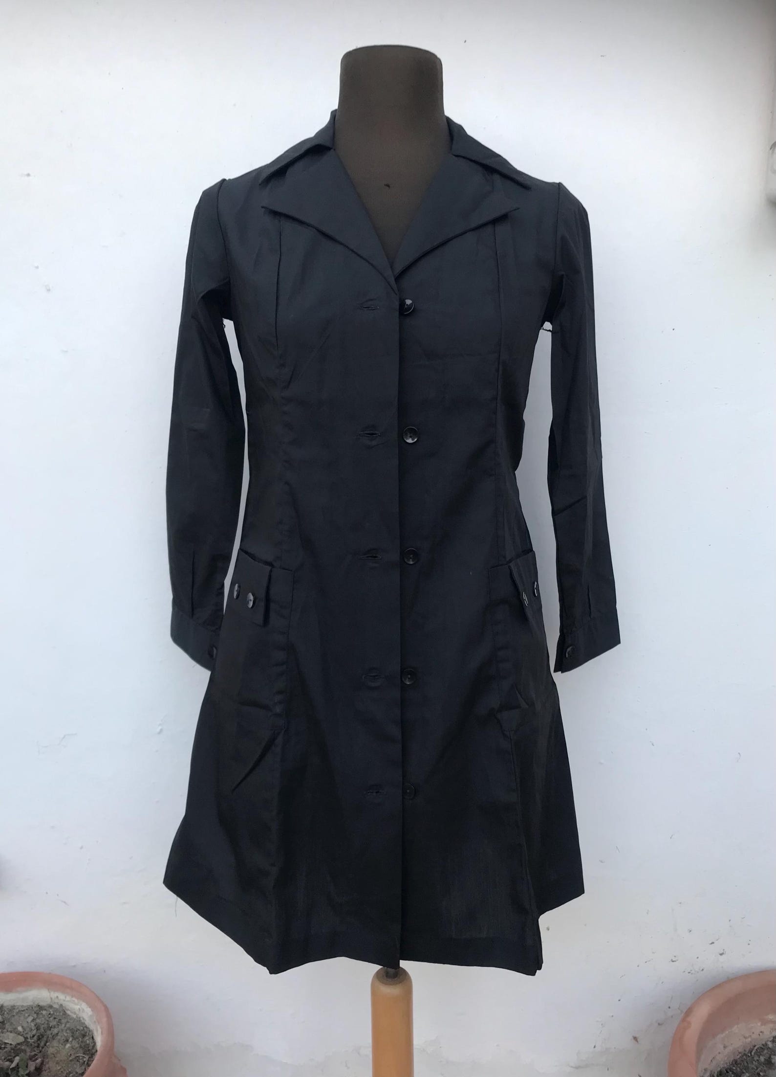 Old School Uniform 70s All Cotton, Preppy Pointed Collared, Inky Black ...