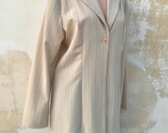 Céline by Champion 80s Vintage Long One Button Blazer With