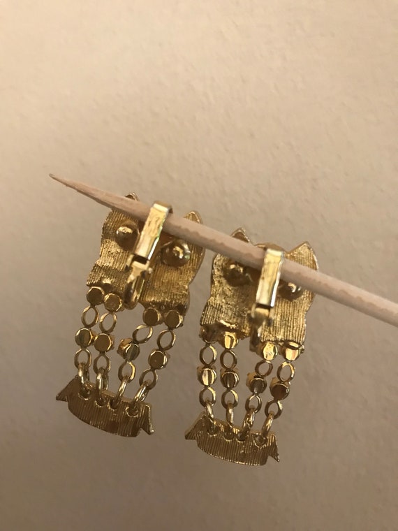 Boucles D'oreilles Vintage Dorées à Clips - Motif Goutte Rétro - Bon état Occasion
