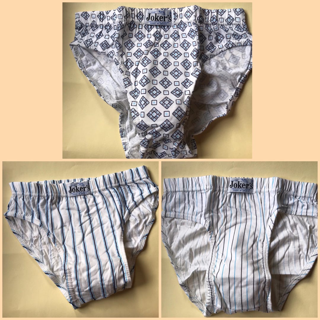 3 Retro Underwear for Men, 80s Vintage All Cotton, Mens Briefs in Blue ...