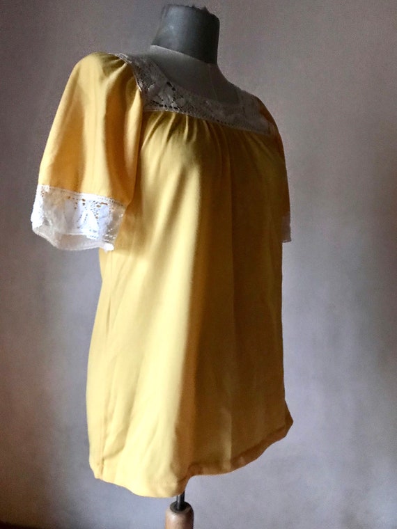 70s hippie, yellow egg yolk long and loose tunic … - image 2