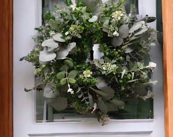 Handmade wreath spring eucalyptus season  artificial silk eucaliptus fresh foliage door wall decoration