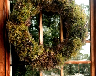 Handmade wreath spring moss mossy season door wall base simple