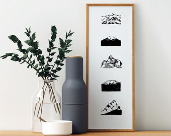 Illustration, engraving mountains - Limited edition prints