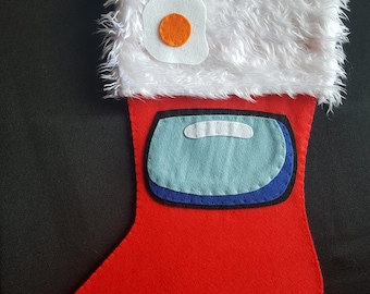 Among Us Red Crewmate with Fried Egg Christmas Stocking