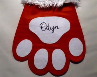 Paw Shaped Pet Christmas Stocking