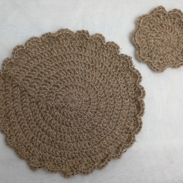 Garden Tableware - Crocheted Placemat and Coaster