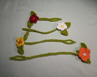 Crochet Cottagecore Flower Sprout Cable Tie & Bookmark