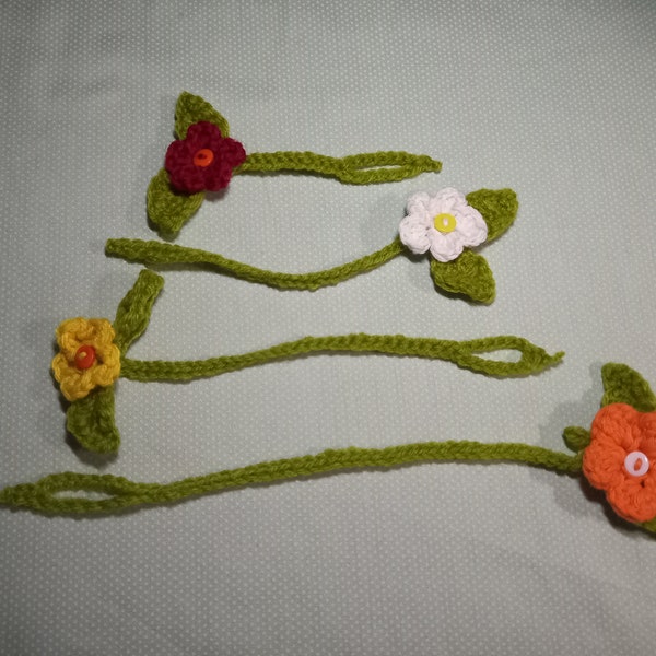 Crochet Cottagecore Flower Sprout Cable Tie & Bookmark