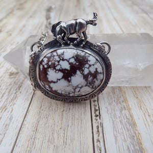 Sterling Silver Horse and Wild Horse Howlite Neckace /  Southwestern Jewelry /  Horse Necklace / Gift for Her / Gemstone Necklace