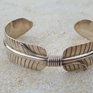 Sterling Silver Navajo Style Silver Feather Cuff Bracelet / Feather Bracelet / Southwestern Jewelry / Boho Cuff