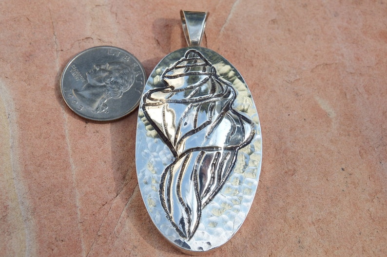 Sterling Shell Pendant with Chasing and Repousse Sterling Silver Southwestern Jewelry Gift Woman Boho Jewelry Sale