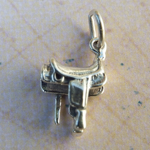 Solid Sterling Silver Saddle Charm  with Jump Ring / Charm / Sterling Charm / Gift for Her / Birthday for Her