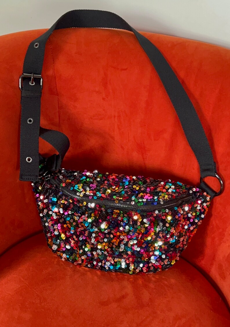 sac banane en sequins multicolore image 2