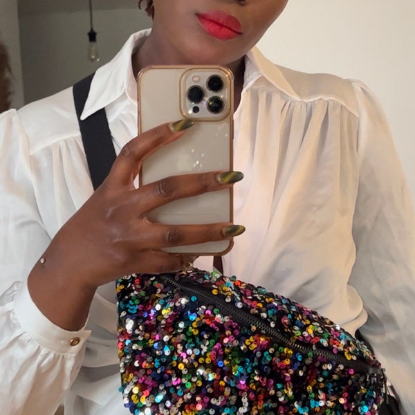 sac banane en sequins multicolore