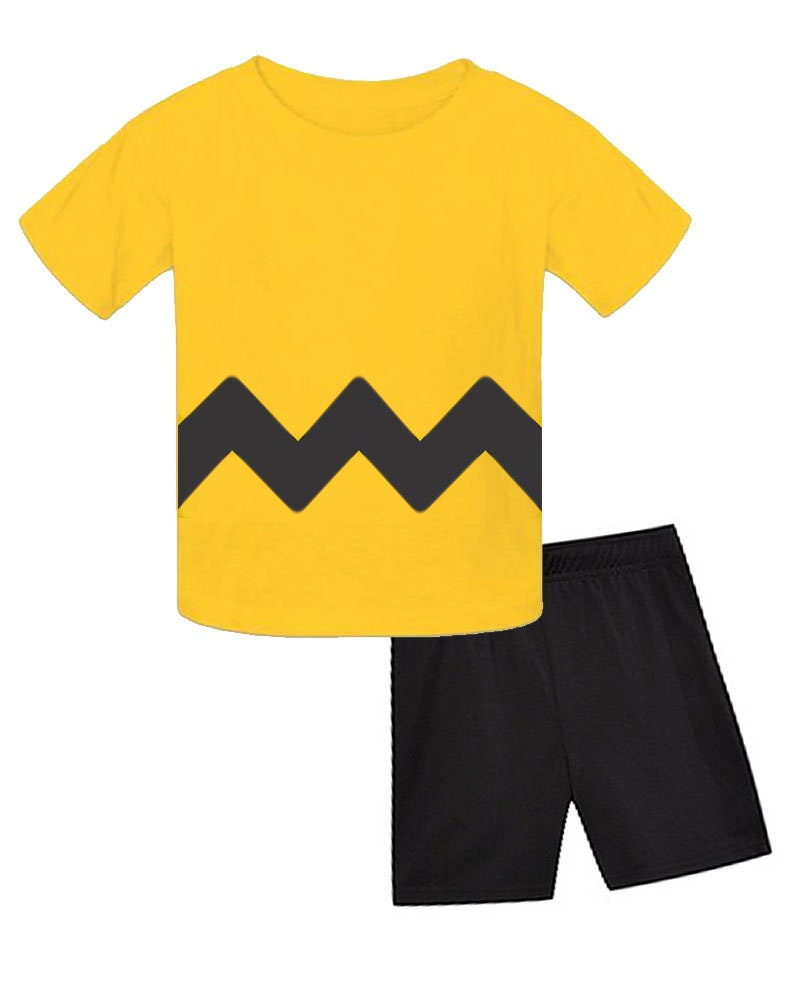 Yellow Zig Zag Infant and Toddler Kids Outfit, Cute Holiday Gift Set,…