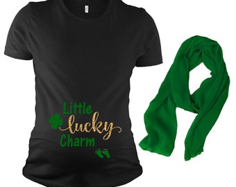 St. Paddys Day Pregnancy Top, St. Patrick's Day Pregnancy Maternity T shirt - Little Lucky Charm