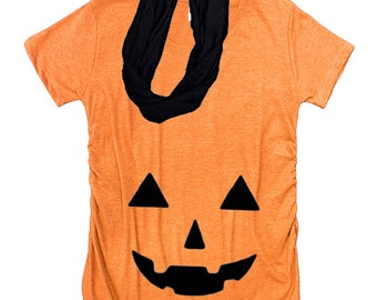 Jack O Lantern Halloween Maternity Top, Fun Maternity Costume, Fall Pregnancy Reveal Outfit, Pumpkin Maternity Outfit