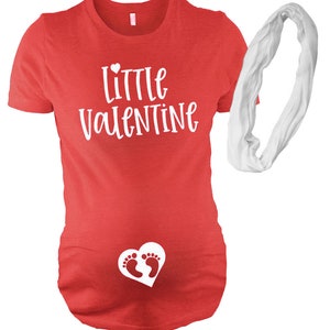 Valentine Maternity Gift Set, Baby Shower Gift, Valentine Pregnancy Outfit, Pregnancy Announcement top, Little Valentine Maternity Shirt