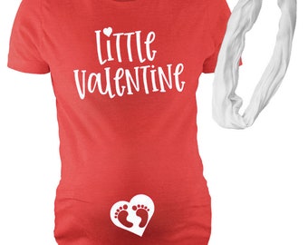 Valentine Maternity Gift Set, Baby Shower Gift, Valentine Pregnancy Outfit, Pregnancy Announcement top, Little Valentine Maternity Shirt