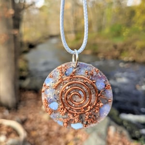 Orgonite Opalite and Selenite EMF Charm Necklace | EMF Necklace | Gemstone Necklace | Charm Necklace | Protection Necklace | Gemstone Gift