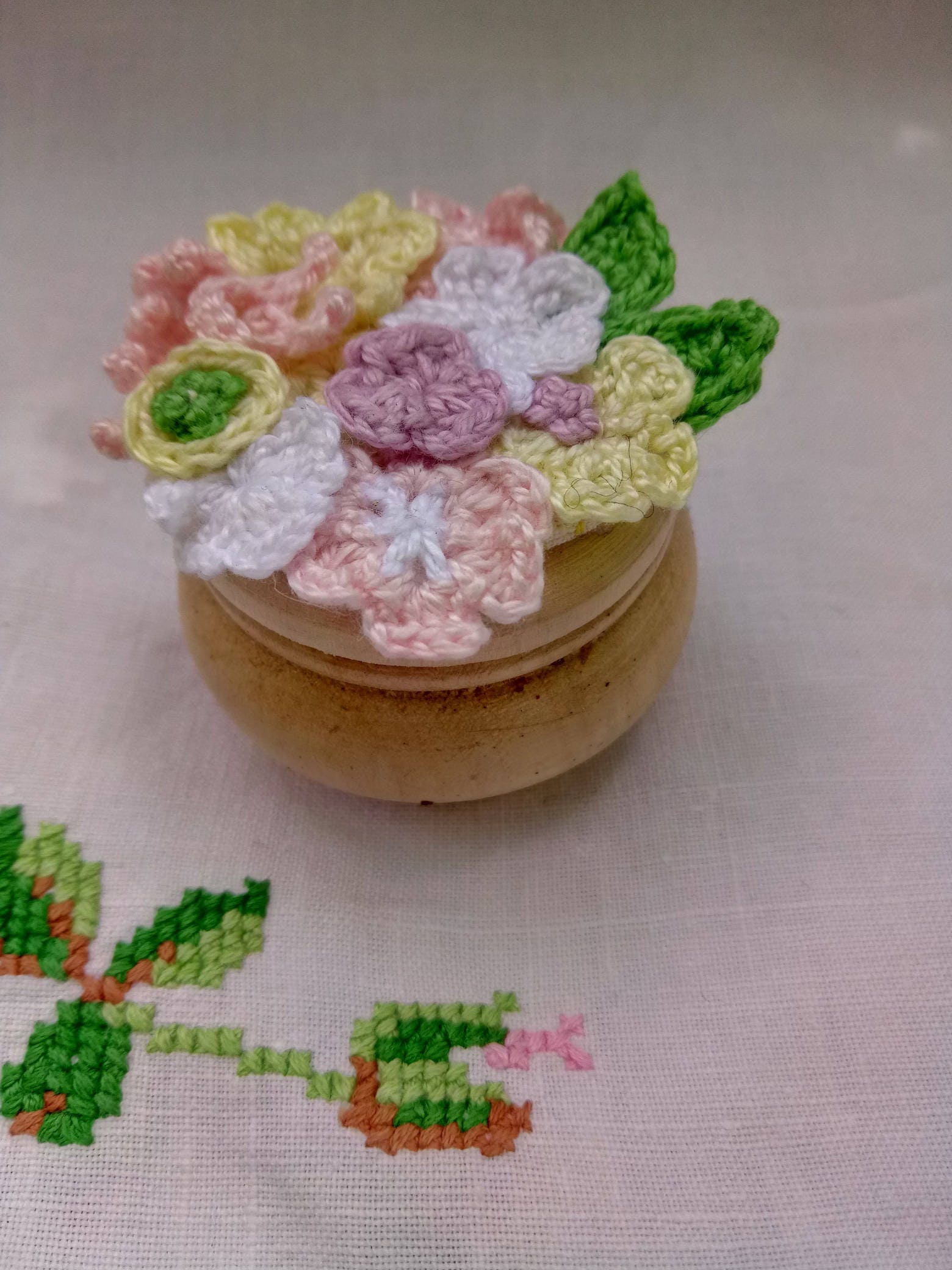Crochet Flowers Box Flowers Jewelry Wooden Box Christmas Gift Etsy