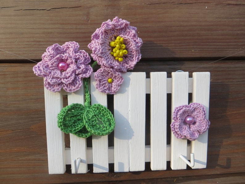 20% OFF Crochet Flowers Key Holder Crochet Jewelry Holder image 0