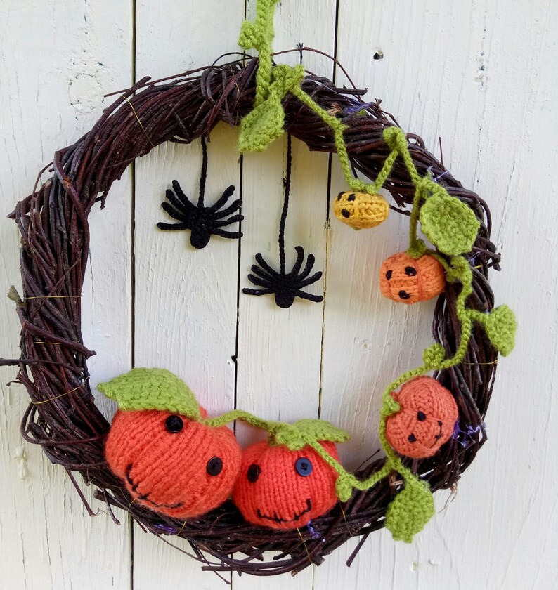 10Fun Halloween Pumpkin Spider Crochet Wreath Fall Etsy