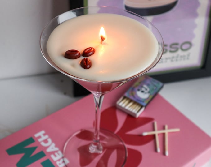 Espresso Martini Glass Glitter Candle Fall Soy Wax Candle 100 Soy Wax