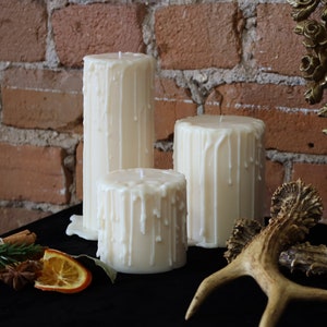 Drip Pillar Candles - Set  of Three