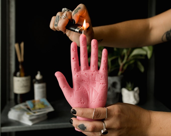 Large Palmistry Candle / Palm Reading Hand / Fortune Teller Candle 