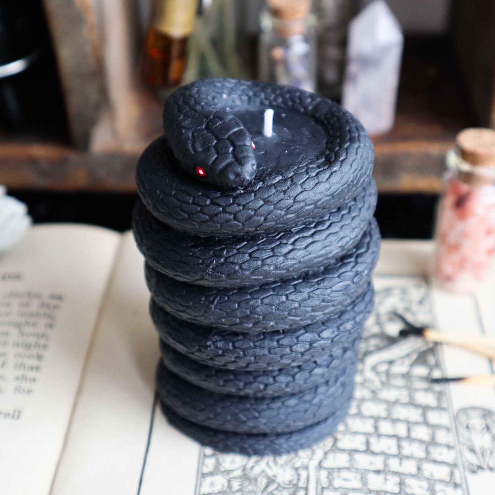 Snake Candle / Witch Halloween Snake Candles Black Etsy