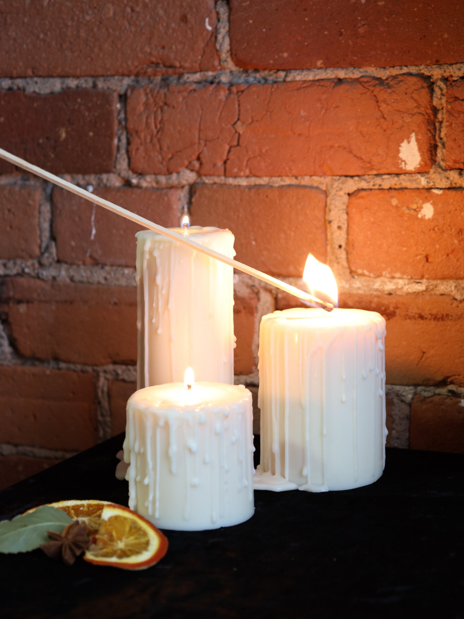 Drip Pillar Candles Set of Three Etsy