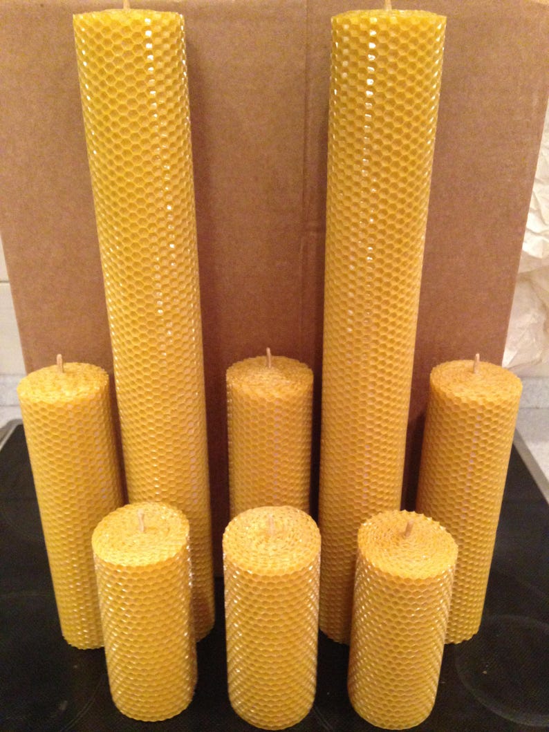 Huge candles /Large natural beeswax pillar Candles / handmade Etsy
