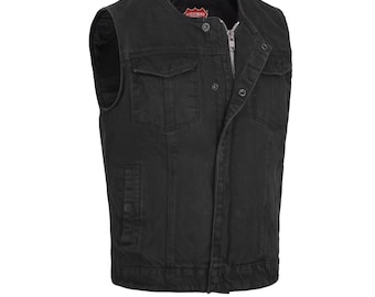 No Collar HL21639DM Black Club Style SOA Denim Men Vest Success